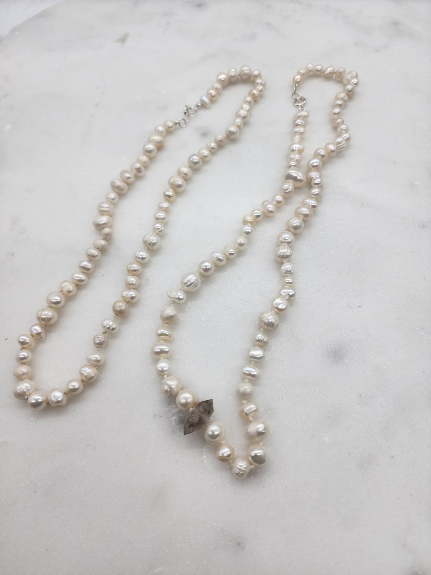 HandTied Pearl Necklace with Herkmier Diamond Accent