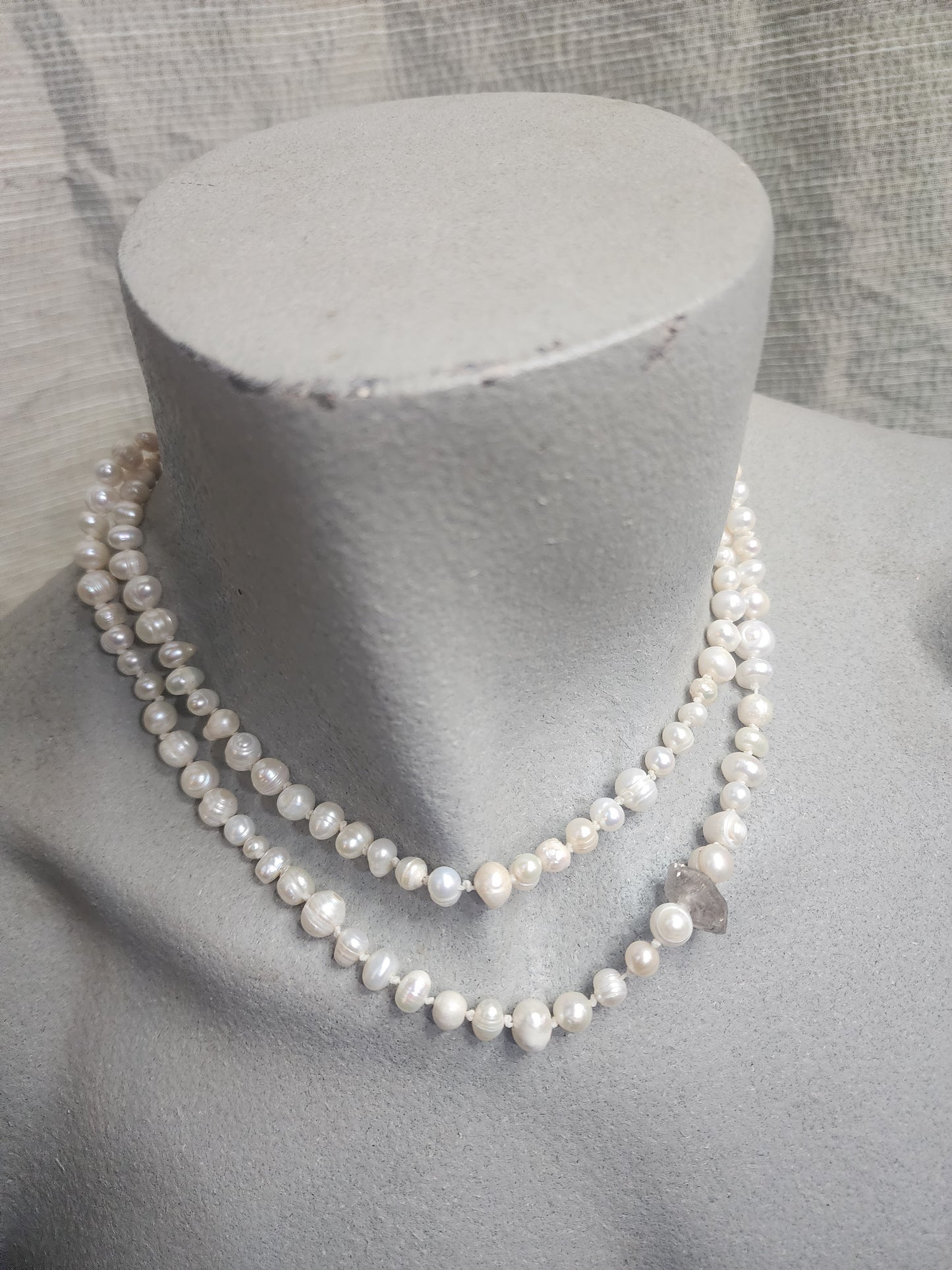 Single Strand Hand Tied Pearl Necklace 16