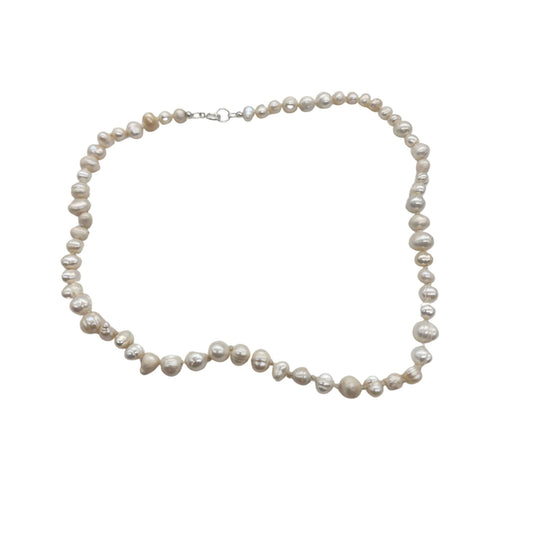 Single Strand Hand Tied Pearl Necklace 16