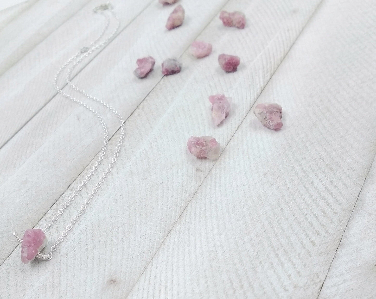 Pink Tourmaline Necklace : October Birthstone