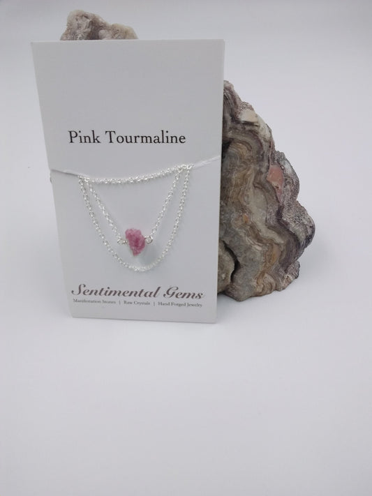 Pink Tourmaline Necklace : October Birthstone