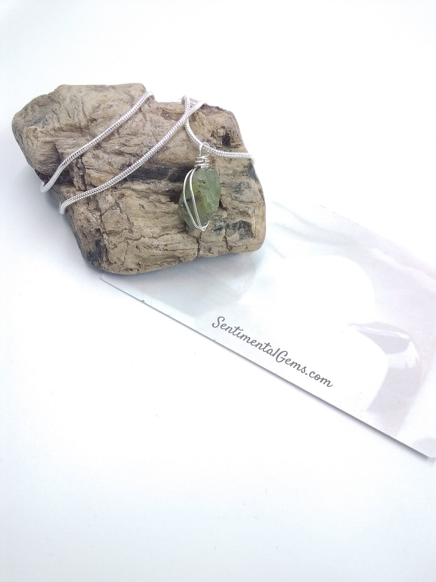 Raw Peridot Necklace:  August Birthstone